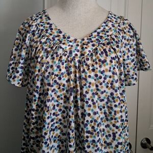 VTG WHITESTAG sleepwear polka dot short gown lounger side pockets lightweight S